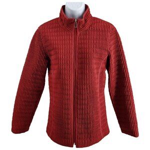 TWEEDS Womens Red Quilted Zip Front Puffer Jacket with Vertical Pockets Size M